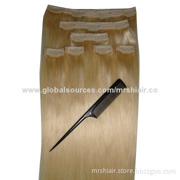 18-inch 100gram/set Clip-in Extensions, Remy Human Hair, in Various Lengths, OEM Orders are Welcome